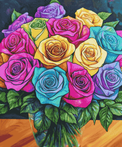 Rainbow Rose Blossoms Diamond Painting