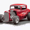 Red 32 Ford Coupe Engine Diamond Painting