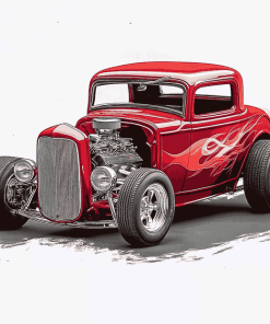 Red 32 Ford Coupe Engine Diamond Painting