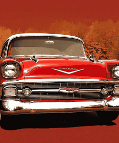 Red Classic Chevy Vintage Diamond Painting