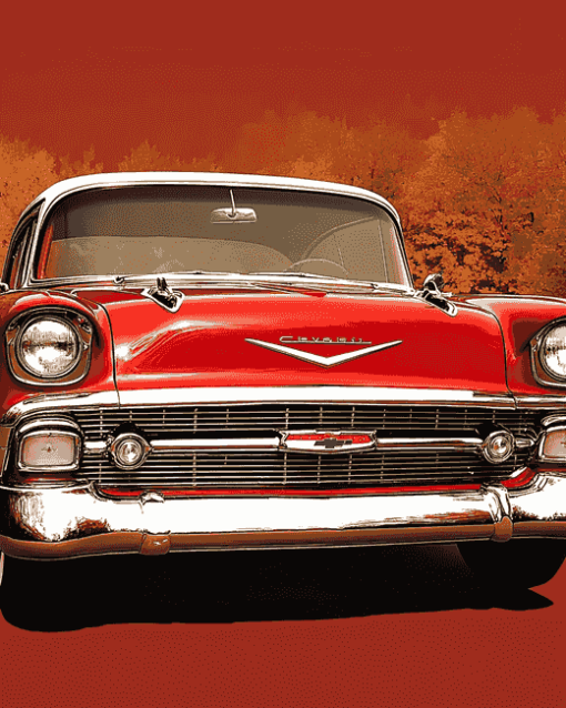 Red Classic Chevy Vintage Diamond Painting