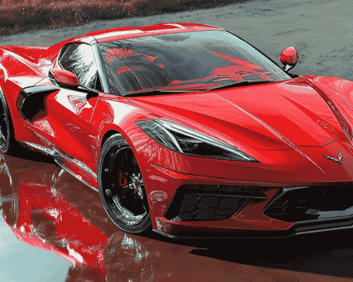 Red Corvette Stingray Diamond Painting