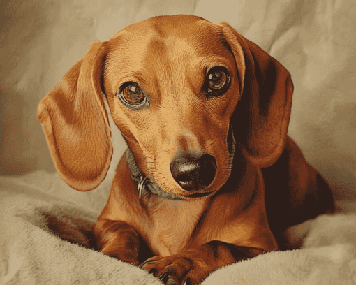 Red Dachshund Puppy Diamond Painting