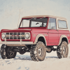 Red Ford Bronco Engine Diamond Painting