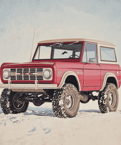 Red Ford Bronco Engine Diamond Painting