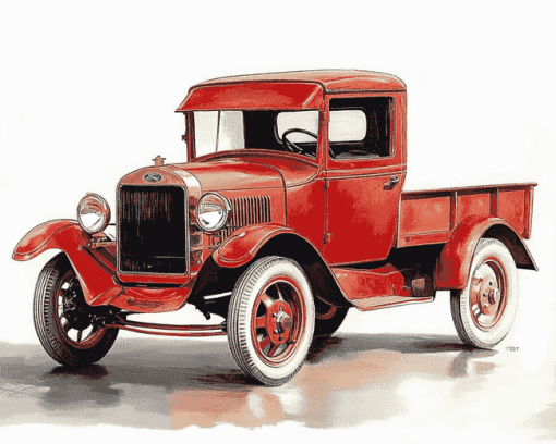 Red Ford Truck Diamond Painting