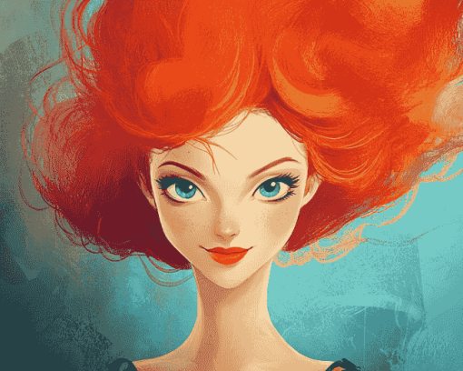 Red Hair Woman Animation Diamond Painting