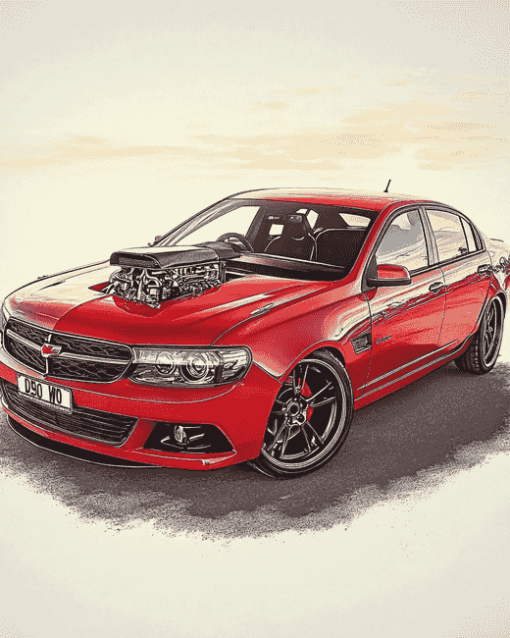 Red Holden Commodore Engines Diamond Painting