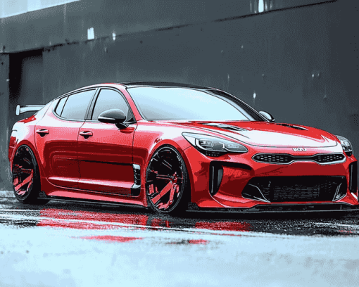 Red Kia Stinger Performance Diamond Painting