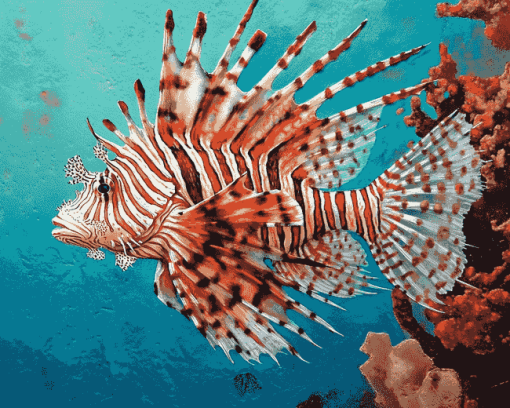 Red Lionfish Aquatic Diamond Painting