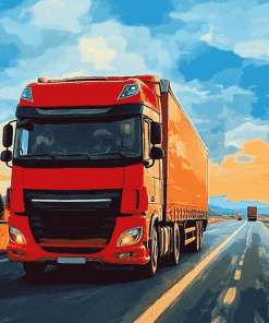 Red Lorry Trucks Diamond Painting