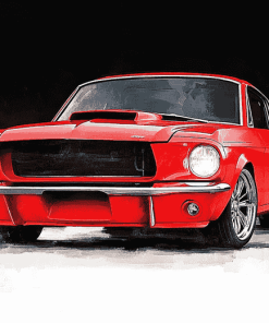 Red Mustang 1967 Diamond Painting