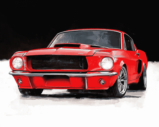 Red Mustang 1967 Diamond Painting