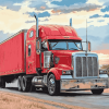 Red Semi Truck Engines Diamond Painting