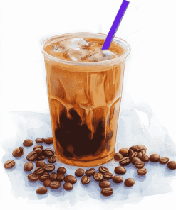 Refreshing Iced Coffee Bubble Tea Diamond Painting