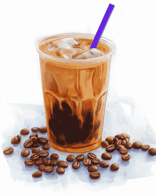 Refreshing Iced Coffee Bubble Tea Diamond Painting