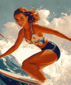 Retro Girls Surf Vibes Diamond Painting