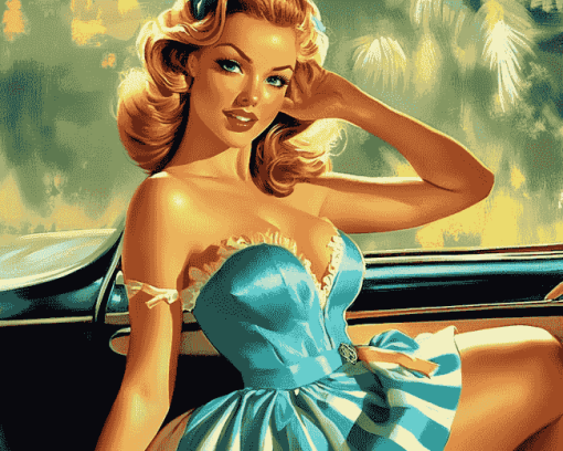 Retro Pin Up Girl Diamond Painting