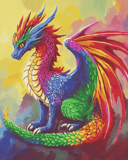 Rippled Rainbow Dragon Diamond Painting