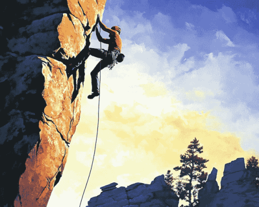 Rock Climbing Silhouettes Diamond Painting