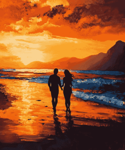 Romantic Beach Silhouette Diamond Painting