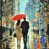 Romantic Couple in Rain Diamond Painting