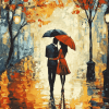 Romantic Lovers in Rain Diamond Painting