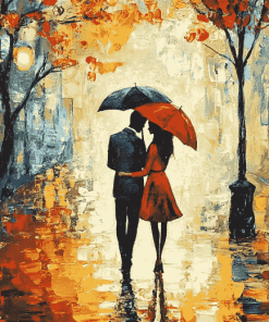 Romantic Lovers in Rain Diamond Painting