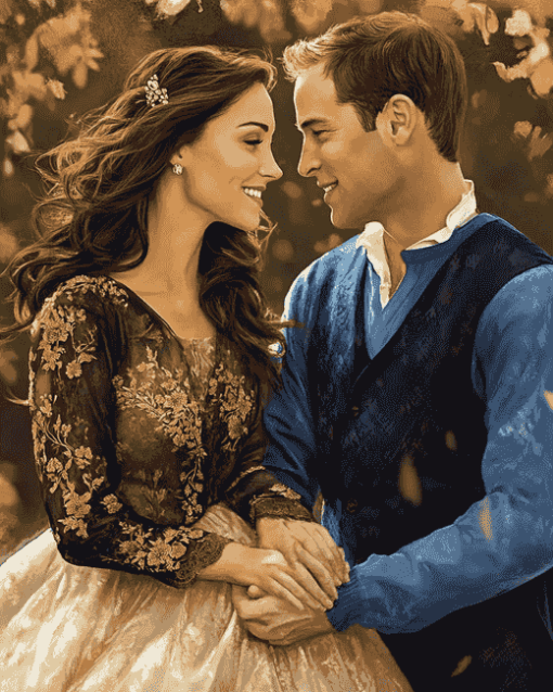 Romantic Prince William and Kate Love Diamond Painting