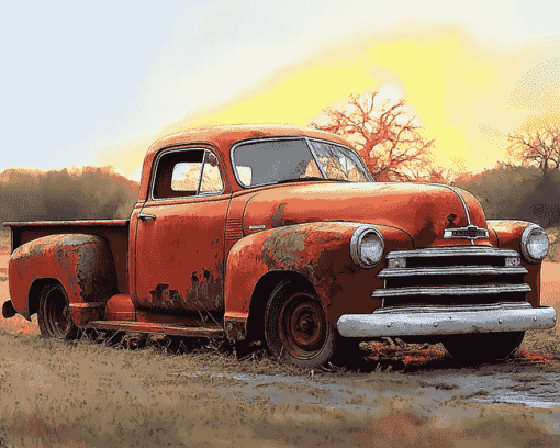 Rusty Chevrolet 1950 Truck Diamond Painting