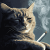 Sad Cat with Cigarette Diamond Painting