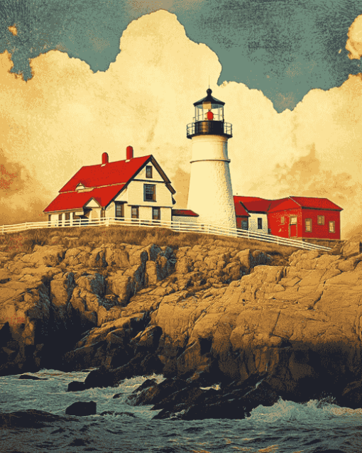 Scenic Nubble Lighthouse Diamond Painting