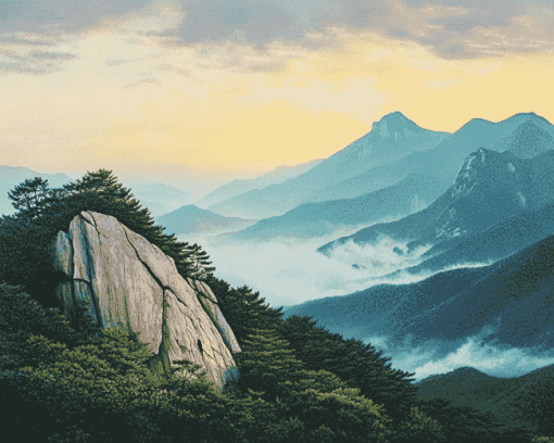 Seoraksan Mountain Scene Diamond Painting