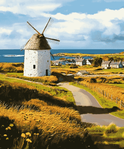 Skerries Windmills Landscape Diamond Painting