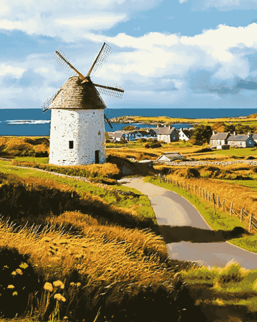 Skerries Windmills Landscape Diamond Painting