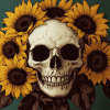 Skull and Sunflowers Bloom Diamond Painting