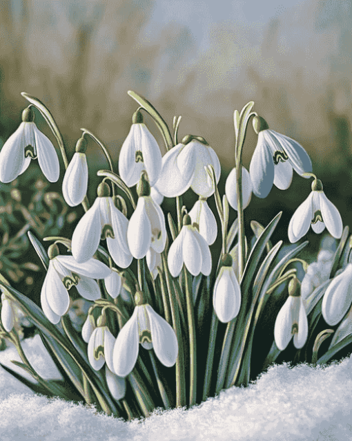 Snow Drops Floral Diamond Painting