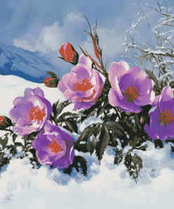 Snowy Blossoms Diamond Painting