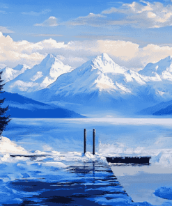 Snowy Mountain Lakes Diamond Painting