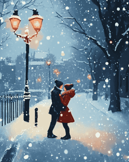 Snowy Romance for Lovers Diamond Painting