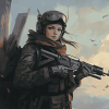 Soldier Woman Cartoon Diamond Painting