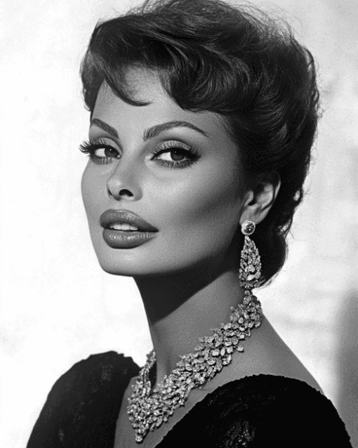 Sophia Loren Black and White Diamond Painting