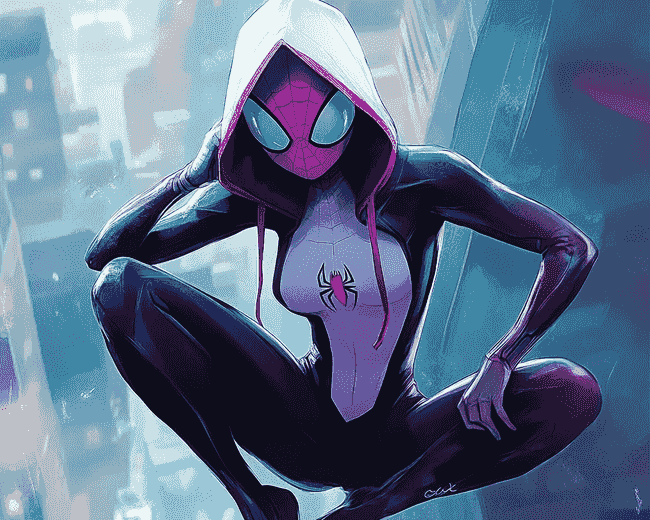 Finalizing Spider Gwen Marvel Diamond Painting artwork