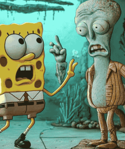 Squidward and SpongeBob Adventure Diamond Painting