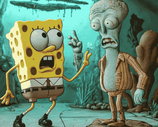 Squidward and SpongeBob Adventure Diamond Painting