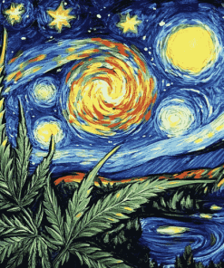 Starry Night Cannabis Diamond Painting