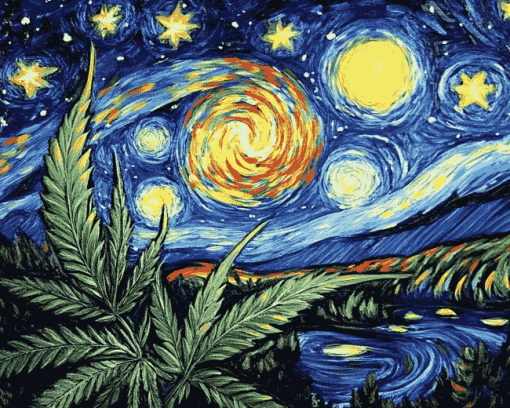 Starry Night Cannabis Diamond Painting