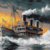 Steamboat Adventure Ship Diamond Painting