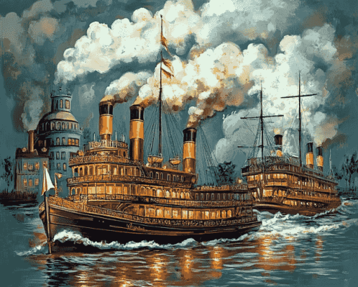 Steamboat Ships Diamond Painting