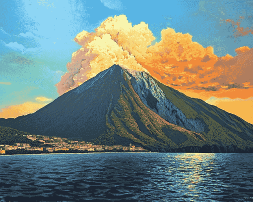 Stromboli Volcano Sicily Diamond Painting